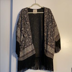 Zara paisley print kimono with fringe